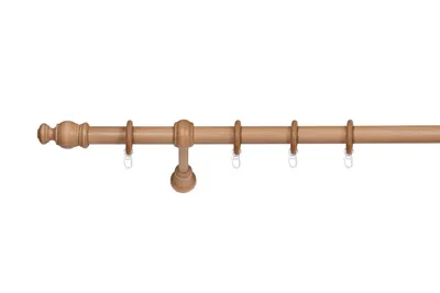 Produktbild von Gardinenstange Holz 28mm 1-lauf Komplettgarnitur Vorhangstange Farbe: Buche, Größe: 160 cm
