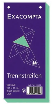 Produktbild von Exacompta Trennstreifen, , 190g/qm, 105 x 240 mm, gelocht, 100 Stück, grün