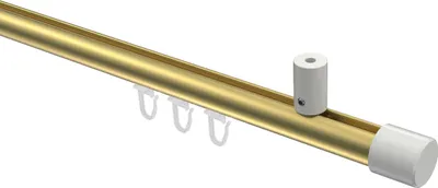 Produktbild von Interdeco Innenlaufstange / Gardinenstange mit Innenlauf Messing-Optik / Weiß, Typ Sonius Santo (Kappe) Deckenmontage, 20 mm Ø 1-läufig, 240 cm