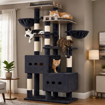 Immagine prodotto di Albero per gatti robusto, con 2 ampie casette