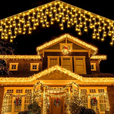 Solar-Lichtvorhang 10 m, 336 LEDs, warmweiß, IP65, mit Fernbedienung