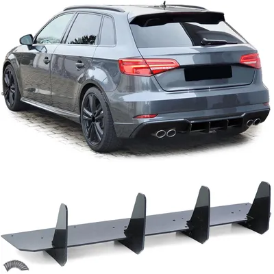 Image de Pare-chocs avant noir brillant pour Audi A3 S3 8V, modèles de 2016 à 2021, avec diffuseur arrière