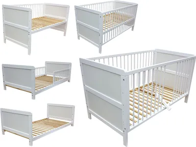 Produktbild von Kinderbett Juniorbett Beistellbett 140x70cm 3in1 weiß