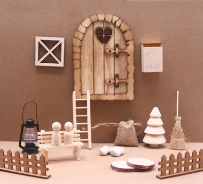 Produktbild von Wichteltür Set – Miniatur Wichteltür Zubehör für Kinderzimmer, Weihnachten, DIY Geschenk für Kinder, Kinderzimmer Weihnachtsbasteln