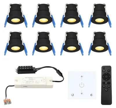 Produktbild von hoftronic 8x Milano LED Mini Einbaustrahler 12V 3W 200lm 2700K IP65 Schwarz