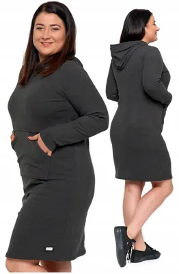 Productafbeelding van Jurk – jurk met capuchon, maat S – damesjurk, grijs – joggingjurk – jurk met capuchon