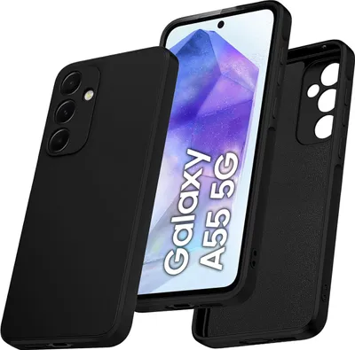 Image de Etui pour Samsung Galaxy A55 Etui en silicone liquide souple, antichoc en caoutchouc Noir