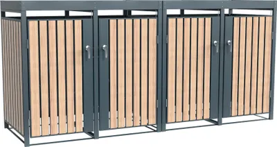 Produktbild von Westmann Metall Mülltonnenbox Planta 4x240 L Mülltonnenbox mit Pflanzdach 84x264x124 cm