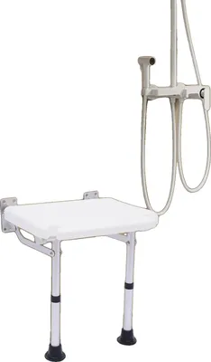 Image de Siège de douche, mural, pliable, pieds antidérapants, 42-53cm