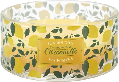 Produktbild von Citronella Duftkerze gegen Mücken – Ø 19 cm – Outdoor-Kerze mit Zitronenduft – Glasgefäß mit 3 Dochten – Anti-Mücken – Sommerlicher Zest