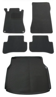 Gummi-Kofferraumwanne + Fußmatten Set für Mercedes C-Klasse W203, Bj. 2002-2007