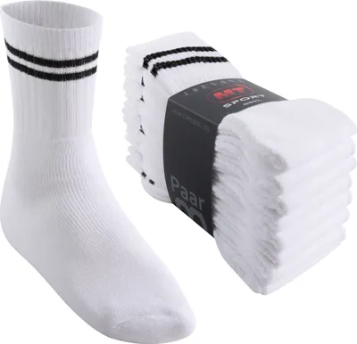 Produktbild von MT Damen und Herren Sport- und Freizeitsocken (8 Paar) Tennissocken - Weiss-Blackstripe 43-46
