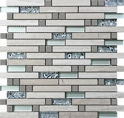 Produktbild von Natursteinmosaik Stein/Stahl/Holz 30 x 29,8 cm 8 mm