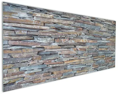 Produktbild von Wallario Küchenrückwand aus Glas, Größe: 125 x 50 cm, Motiv: Natursteinmauer in grau braun | Spritzschutz | abwischbar | pflegeleicht | in