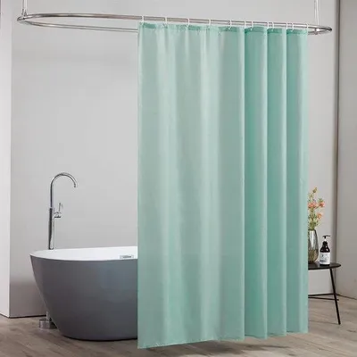 Zdjęcie produktu dla Odporna na pleśń i wodę poliestrowa osłona prysznicowa w kolorze zielonym „Münchengrün” do łazienki lub prysznica, 180 x 210 cm, 12 haczyków.