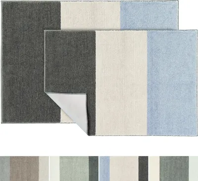 RugVista Atlantis, Tappetino Da Bagno, Tappeti Moderni, 90 X 60 Cm, Rettangolare, Pelo Medio, Lavabile In Lavatrice, Natural/Bianco - Foto 3