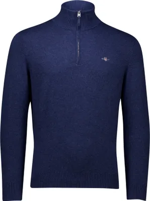 Image de Gant pull-over demi-zip bleu foncé coton coupe normale