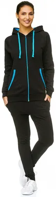 Produktbild von Violento Damen Jogging-Anzug | Uni 704 (XXL-fällt groß aus, Schwarz-Blau)