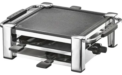 Image de ROMMELSBACHER Raclette, 1000 W, 4 poêlons, revêtement, carrée, chrome RCC 1000