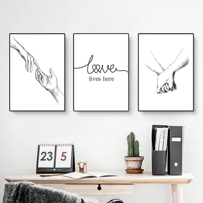 Immagine prodotto di Trayosin Poster Set di 3 mani in mano Arte murale moderna Arte murale 40x50cm