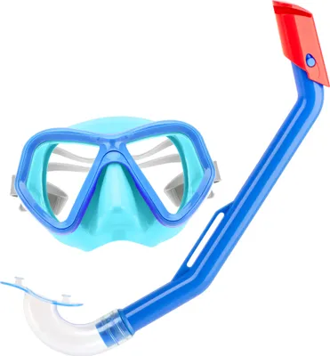 Produktbild von com-four® Schnorchelset für Kinder - buntes Tauchzubehör - Taucherbrille und Schnorchel - Schwimmbrille mit verstellbarem Kopfband