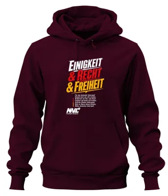 Zdjęcie produktu dla Bluza z kapturem "Einigkeit Recht Freiheit Deutschland", kolor burgundowy, rozmiar 3XL