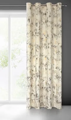 Samtvorhang mit goldenem Marmormuster, Ösen, 140x250 cm, creme