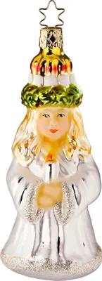 Produktbild von Christbaumschmuck Lichtbringerin mit Kerzen Glas 13cm weiß, 1 Stück