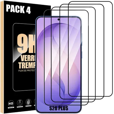 Image de 4 Verre Trempé Intégral pour Samsung Galaxy S26 Plus, Protection d'écran Antichoc 9H