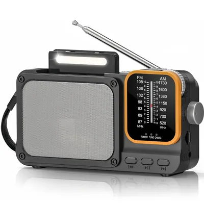 Produktbild von Tragbares Radio mit AM/FM, Bluetooth & Leselampe, 5W Lautsprecher, 1200mAh USB-C & Batteriebetrieb, ideal für Zuhause und Notfälle