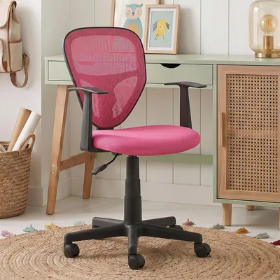 Produktbild von Schreibtischstuhl Kinder STUDIO ergonomisch, Pink - Kinderschreibtischstuhl für Kinderzimmer, drehbar und höhenverstellbar mit Armlehnen, atmungsaktiver Meshbezug [max. Belastbarkeit 100 kg]