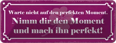 Produktbild von vianmo Blechschild 10x27 cm nimm dir Moment und mach perfekt Spruch Zitat