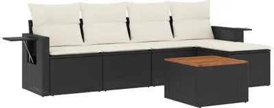 Produktbild von vidaXL 6-tlg. Garten-Sofagarnitur mit Kissen Schwarz Poly Rattan