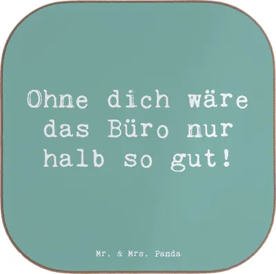 Produktbild von Mr. & Mrs. Panda Untersetzer für Gläser Spruch Sekretärin Beste - Meeresbrise - Geschenk, Tischuntersetzer, Motivation, gläseruntersetzer, Holzuntersetzer, Dankbarkeit