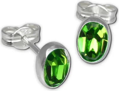 Produktbild von SilberDream Ohrstecker für Damen Silber grün oval Zirkonia Ohrringe SDO552L