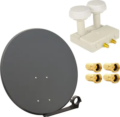 Produktbild von PremiumX SAT Anlage 80cm Antenne Twin Monoblock LNB WE 4x F-Stecker