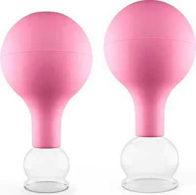 Produktbild von Pulox Schröpfgläser Set aus Echtglas 2 Stück. 2,5cm und 3,2cm Pink