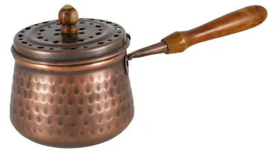 Kupfer Räucherpfanne Ø 6 cm mit Holzgriff, antik