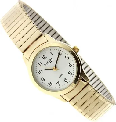 Produktbild von Regent Damen Armbanduhr Analog Quarz mit Edelstahl-Zugband vergoldet 75653999