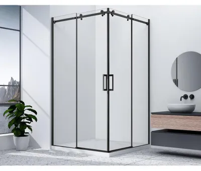 Productafbeelding van Gelco DRAGON BLACK Hoekdouchecabine, 900x900mm, met hoekinstap