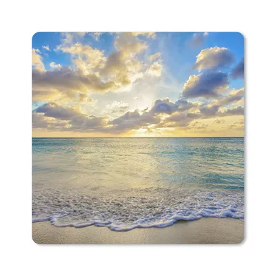 Produktbild von MuchoWow® Mauspad Mousepad Meer - Strand - Wolken - Sonne 20x20 cm - Mousepads - Maus Mat - Pad - Mausunterlage - Desk Mat - Bureauartikeln