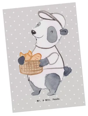 Produktbild von Mr. & Mrs. Panda Postkarte Bäcker Herz - Grau Pastell - Geschenk, Postkarten, Frühstück, Bäckerei, Lecker, Ansichtskarte, Konditor, Grußkarte, Ansichtskarten, Fotokarte
