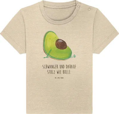 Produktbild von Mr. & Mrs. Panda Babyshirt Avocado Schwangerschaft 0. - 6. Monat - Natural Raw - Geschenk, Baby Baumwollshirt, Liebe, Geburt, Jerseyshirt,  T-Shirt, Top, Kinder Shirt