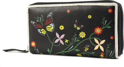 Produktbild von bruno banani Leder Geldbörse Butterfly Large Zip Around Black schwarz mehrfarbig