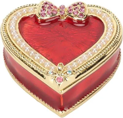 Produktbild von Famanu Schmuckbox Herzform Vintage - Gold und Rot
