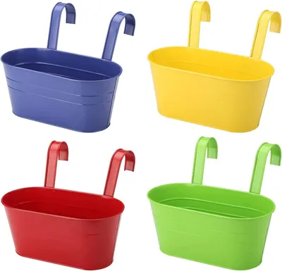 Obrázek produktu pro TRANKIELO® - Sada čtyř závěsných kovových květináčů - 27,5 cm - Odolné proti korozi - Ideální na balkon a do zahrady