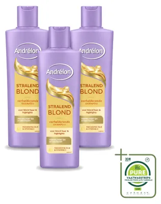 Productafbeelding van 3 x Andrélon Stralend Blond Shampoo - 250 ml - Grote verpakking - 3 stuks