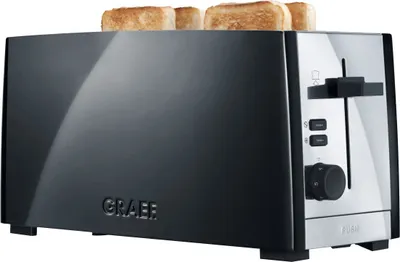 Produktbild von Graef TO 102, 4 Scheibe(n), Schwarz, Aluminium, Edelstahl, Tasten, Drehregler, 1380 W, 230 V