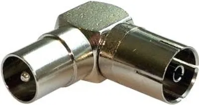 Produktbild von renkforce Antennen-Winkeladapter (Metall) [Antennenstecker 75 ? zu Antennenbuchse 75 ?] renkforce