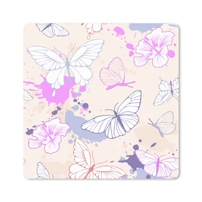 Produktbild von MuchoWow® Mauspad Mousepad Schmetterling - Muster - Blumen 30x30 cm - Mousepads - Maus Mat - Pad - Mausunterlage - Gaming